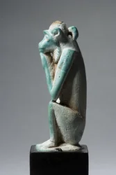 Apinan amuletti, 18.-19. dynastia, 1540-1186 (fajanssi) (katso myös 270369)