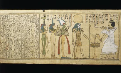 Khonsumesin papyrus, kuolleiden kirja, joka uhrasi Osirikselle, Isikselle ja Nephthykselle, kolmas välikausi