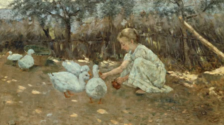 Niccolo Canniccin (1846-1906) pieni hanhilauma, noin 1892, öljy kankaalle, 40,5x70,5 cm.