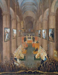 Trenton kirkolliskokouksen avajaisistunto vuonna 1545, yksityiskohta.
