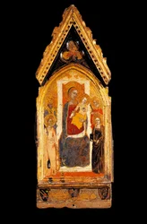 Niccolo di Tommason puumaalaus Neitsyt ja lapsi ja pyhät (tunnetaan vuosina 1343-1367) 1300-luvun Assisi, Museo del Tesoro della Basilica di San Francesco
