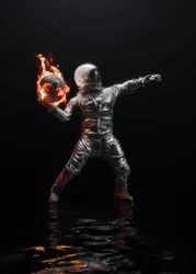 Astronautti polttaa maapalloa