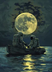 Astronauttipari kuunvalossa