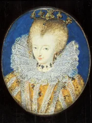 Nainen, joka on perinteisesti tunnistettu Elizabeth I:ksi, kun prinsessa (emali)