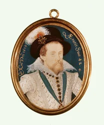 Kuningas James I (akvarelli vellum)