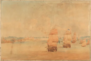 Englannin laivasto kulkee Juutinrauman läpi 28. maaliskuuta 1801