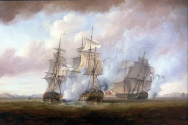 Ranskalaisten fregattien "Resistance" ja "Constance" kaappaus HMS "San Fiorenzo" ja "Nymphe" toimesta 9. maaliskuuta.