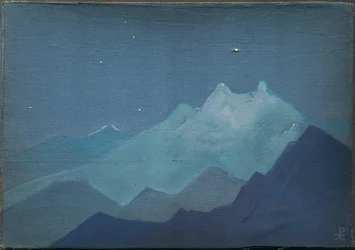 Himalaja, vuoret kuunvalossa, luonnos, 1933