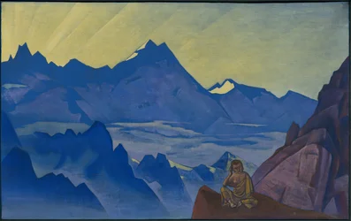 Milarepa, kuunteleva, sarjasta "Idän liput", 1925