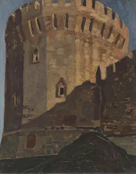 Smolensk. Tower par Roerich, Nicholas (1874-1947). Öljy vanerille, koko: 39x30,5