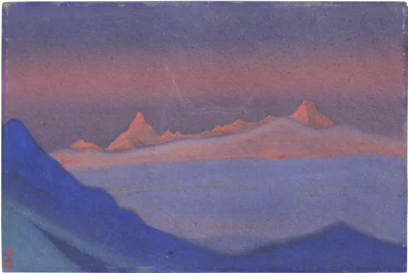 Tangla La par Roerich, Nicholas (1874-1947). Tempera kartongille, koko: 30,5x45,7