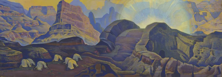 The Miracle (sarjasta Messias) par Roerich, Nicholas (1874-1947). Tempera kankaalle, koko: 62x205