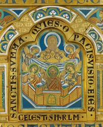 Taivaallinen Jerusalem, Verdunin alttarilta ... (emalilaatta leikekuviointitekniikalla kullattua kuparia vasten)