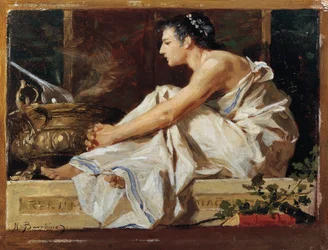 Nicolo Barabinon (1832-1891) maantieteen opiskelu, öljy paneelille