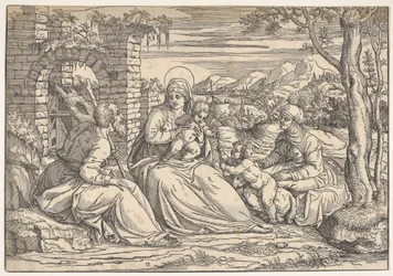 Pyhä perhe pyhien Elisabetin ja Johanneksen kanssa, n. 1550.