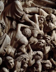 Goottilainen taide: Viimeinen tuomio, Damned in Hell, Yksityiskohta saarnatuolien reliefeistä