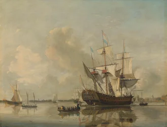 Merivoimien fregatti Rotterdam Maas-joella.