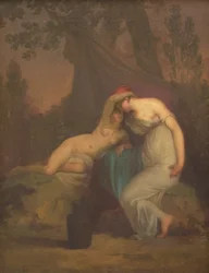 Kreikkalainen runoilija Sappho ja tyttö Mytileneestä