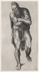 Joseph Arimathealainen Michelangelon ristiinnaulitsemisen freskon jälkeen Cappella Paolinassa, V..., 1540-66.