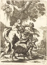 Faun ja Bacchante lapsen kanssa