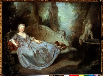 Nainen puutarhassa, 1700-luku