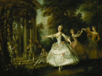 Mademoiselle Salle Venuksena kolmen armon kanssa,