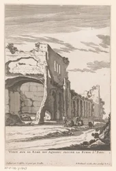 Akveduktin rauniot Roomassa Vieux Mur de Rome dit Aquaduc proche la Porte St. Paul (otsikko esineessä)