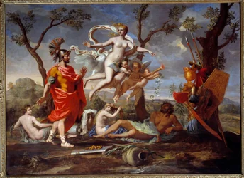 Venus Armant Enee -maalaus Nicolas Poussinilta (1594-1665) 1639 Sun. 1,07 x 1,46 m Rouen, Kuvataidemuseo