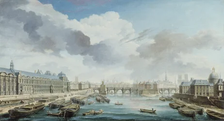 Louvre, Pont-Neuf ja Collège des Quatre-Nations, nykyinen Institut de France, Pont Royalilta katsottuna.