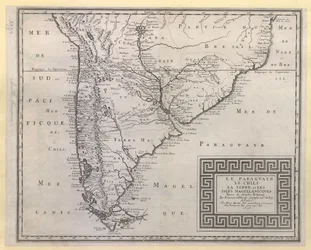 PARAGUAYR. CHILE. LA TERRE, et LES ISLES MAGELLANICQUES. Otettu eri suhteista / N. SANSON d
