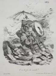 Litografiset luonnokset: Se on maailmanloppu! etukappale, 1824.