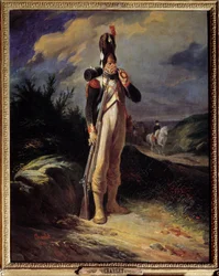 Kaartin kranaadierin muotokuva Napoleon Bonaparten vartijan ärtyisän muotokuva. Nicolas Toussaint Charletin (1792-1845) maalaus 1842 Su. 0,81 x 0,65 m