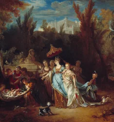 Yksityiskohta maalauksesta "" Mooses pelastaa vedet"". Nicolas De Largillieren (1656-1746) maalaus