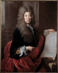 Jules Hardouin Mansartin (1646-1708) muotokuva, arkkitehti ja kuningas Ludvig XIV:n rakennusten päällikkö Nicolas de Largillieren (1656-1746) maalaus 1600-luvulta Metz, Musee des Beaux Arts