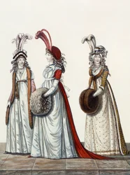 Iltapuvut, kuva. 40, kuva 41 ja fig. 42 The Gallery of Fashionista, 1797
