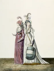 Iltapuvut, kuva 34 ja kuva 35, "The Gallery of Fashion", 1797