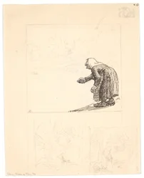 Luonnos kappaleille "Vilderik Kongesøn og Miseri Mø" (f.o.) ja "Den lille slange" (kaksi luonnosta f.n.)