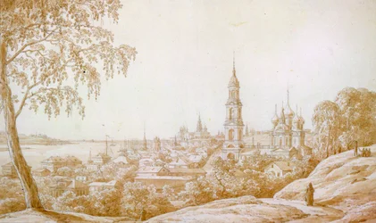 Näkymä Kostromaan, Venäjä, 1838.