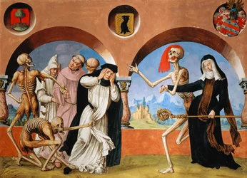 Kuolema, munkit ja luostari Albrecht Kauwin Dance of Death -sarjasta