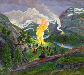 Juhannustuli (öljy kankaalle)