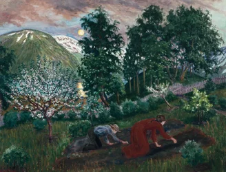 Kevätyö puutarhassa, c. 1908