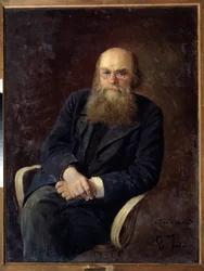 Kirjailija Nikolay N. Zlatovratskyn (1845-1911) muotokuva (Kirjoittaja N. N. Zlatovratskyn muotokuva). Nikolai Karlovitš Grandkovskin (1864-1907) maalaus öljy kankaalle