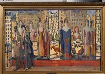 Pariisilaiset vitriinit (Pariisin myymälän ikkunat) - Nikolai Pavlovich Uljanovin (Ulianov) maalaus (1875-1949), öljy kankaalle
