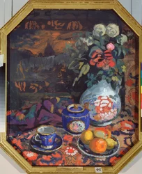 Nature morte (Asetelma) - Nikolai Semjonovich Zaytsevin (1885-1938) teos, tempera pahville