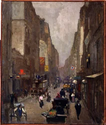 Rue Saint Denis Pariisissa (Rue Saint Denis Pariisissa). Nikolai Vasilyevich Dosekinin (1863-1935) maalaus. Öljy kankaalle, 81,5 x 67,5 cm