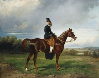 Seymourina Poirsonin ratsastusmuotokuva, os Cuthbertson, 1863