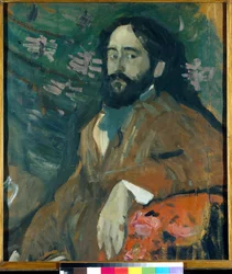 Taidemaalari Nicolas Miliotin (1874-1962) muotokuva (Taidemaalari Nikolai Milioti) - Nikolai Nikolajevitš Sapounovin (1880-1912) maalaus, öljy pahville (77x66,7 cm)