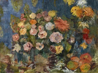 Asetelma kukilla ja hedelmillä, 1907