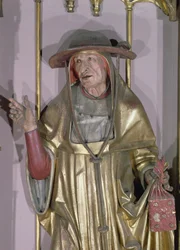 Isenheimin alttaritaulu, Saint Jerome, yksityiskohta Saint Jeromesta, n. 1490 maali puulle
