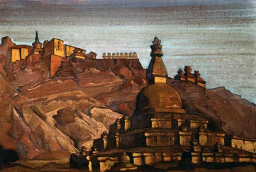 Paisatge tibetà, c.1920 (tremp sobre cartró)finès